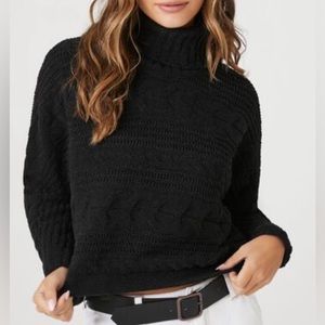 Black Cable-Knit Turtleneck